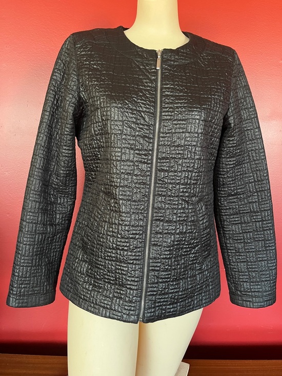 Sag Harbor Jackets & Blazers - Like new Sag Harbor Black Quilted Metal Zip-Front Lined Jacket